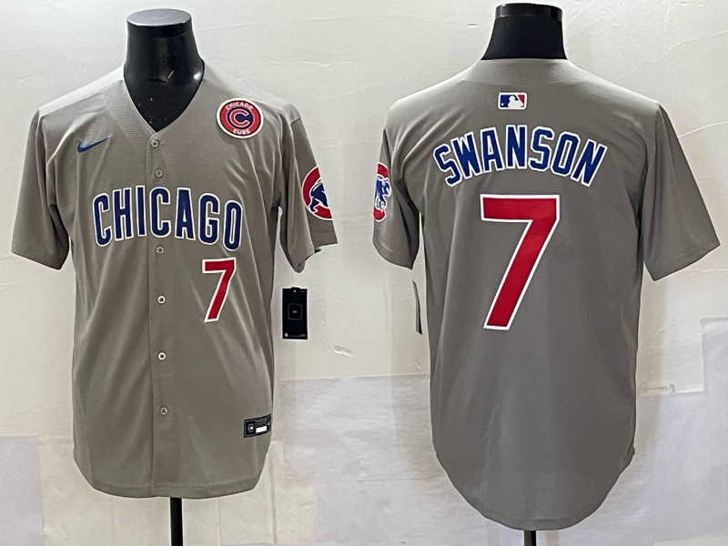 Men Chicago Cubs #7 Swanson grey Nike MLB 2025 jersey 004->chicago cubs->MLB Jersey